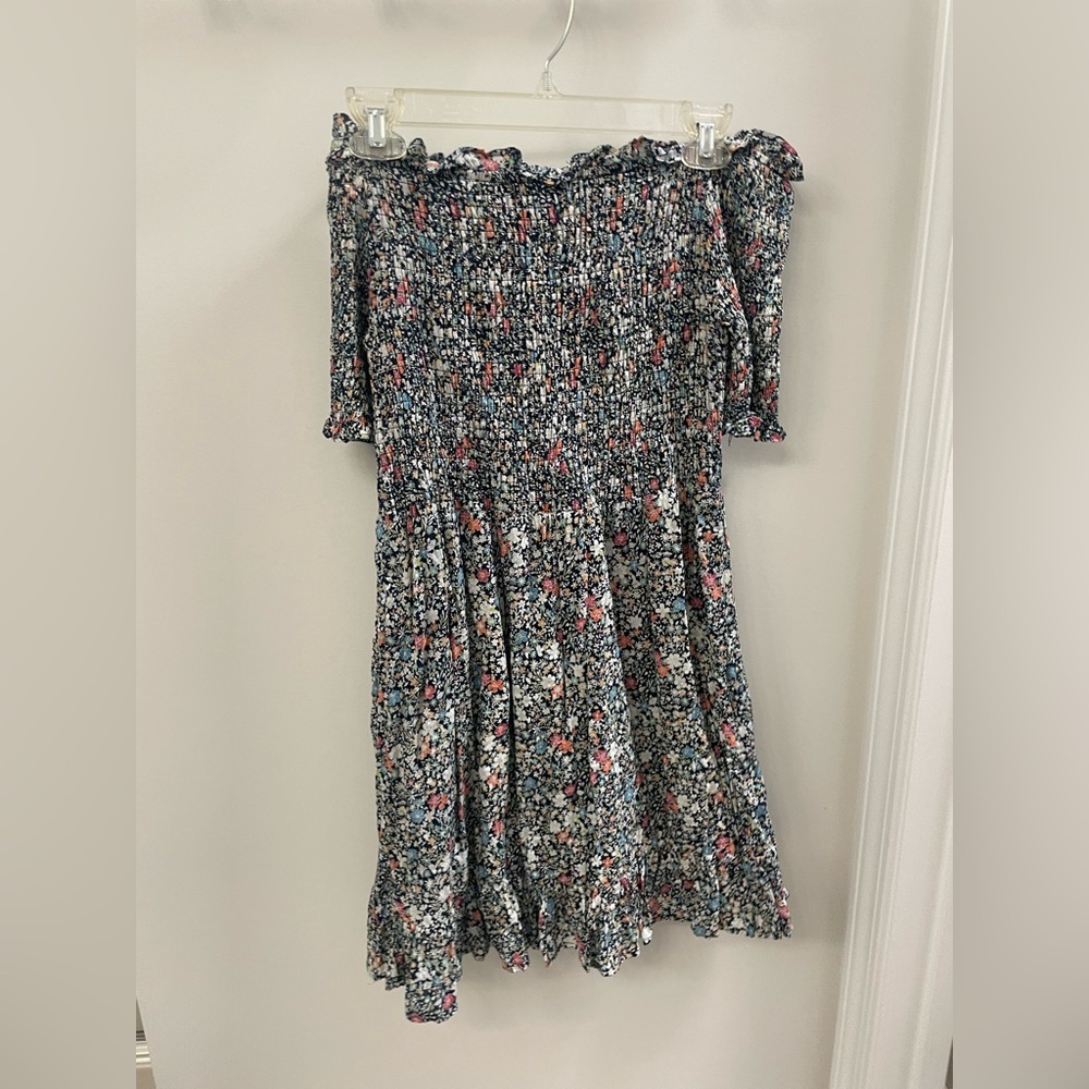 Ruched, Off-the-Shoulder Floral Mini Dress